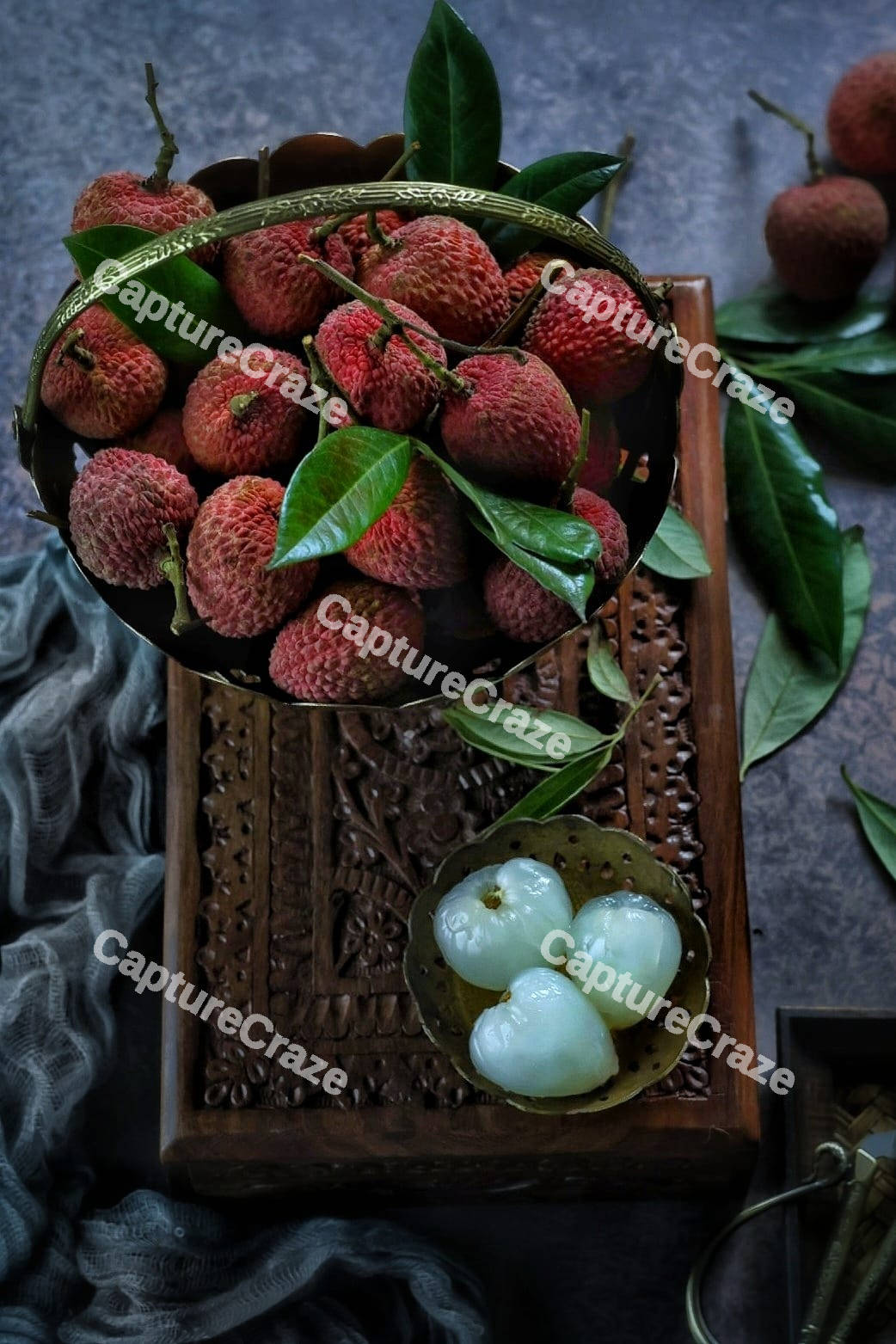 Lychee placed in a basket